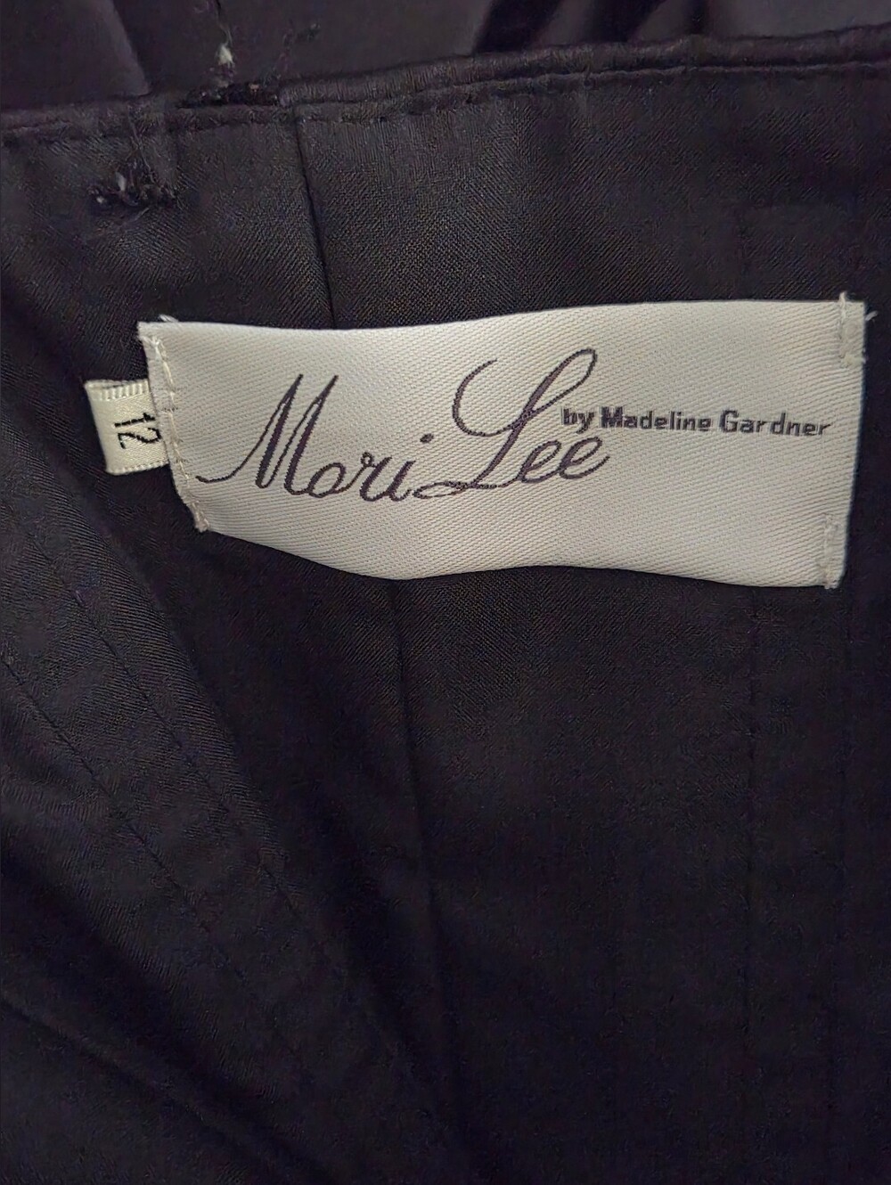 Mori Lee by Madeline Gardner Black Satin Strapless Dress EUC Size 12 #0531 - Picture 5 of 5